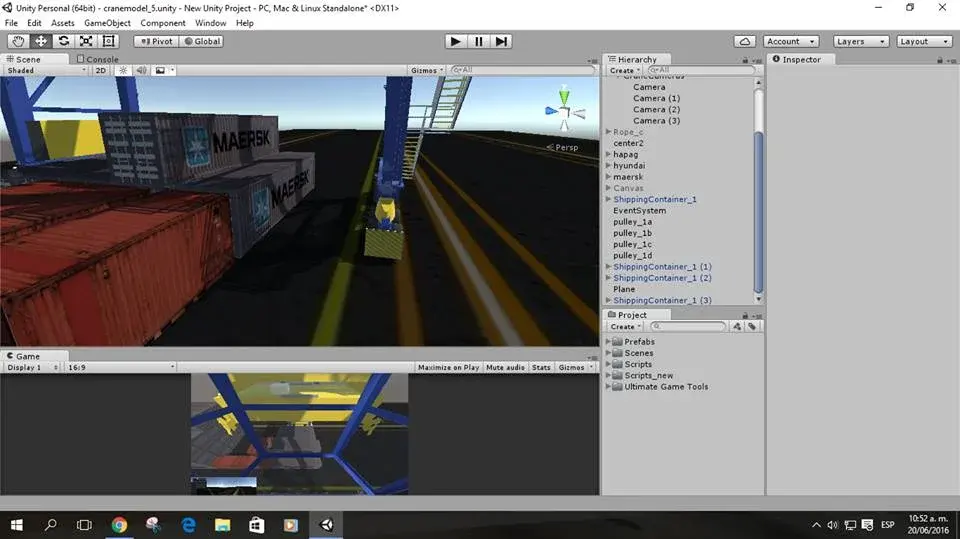 Escena en el Editor de Unity