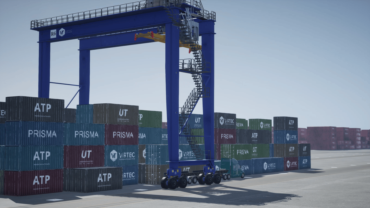 Grúa RTG en el Patio de Contenedores